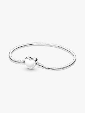 Pandora Moments Engravable Heart Clasp Snake Chain Bracelet